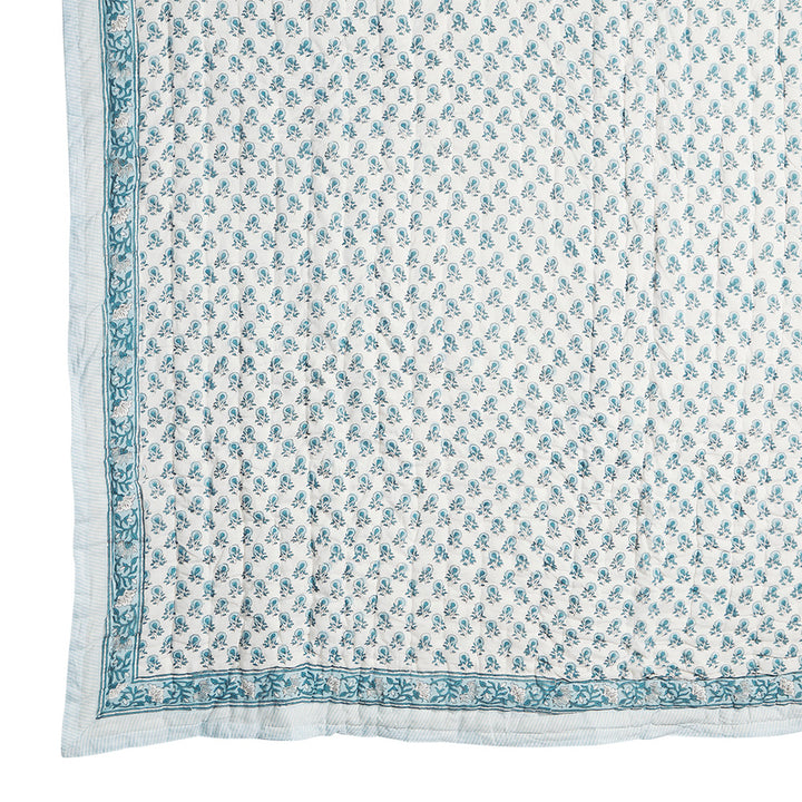 Lapis Blue Floral Quilt