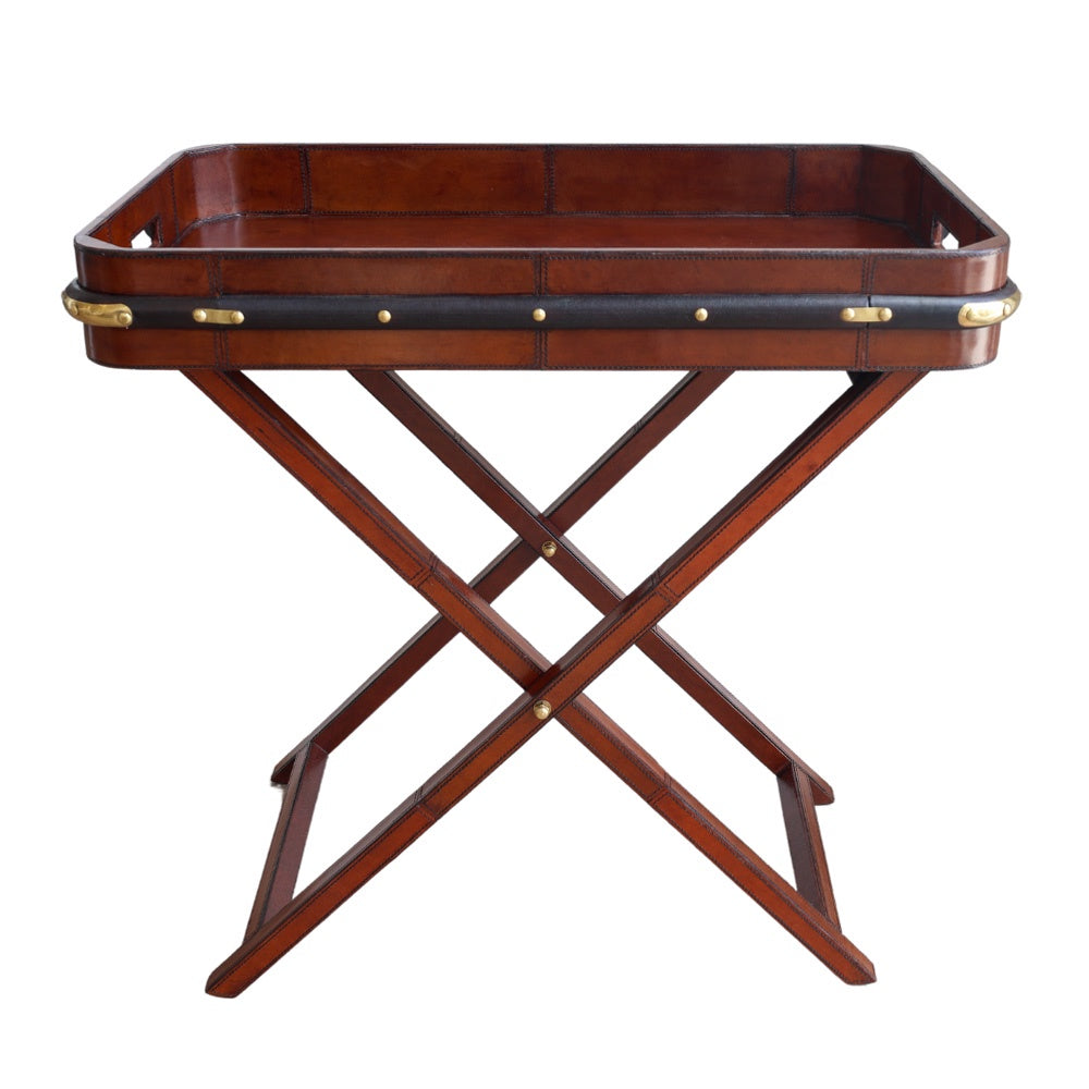 Leather Butlers Tray and Stand