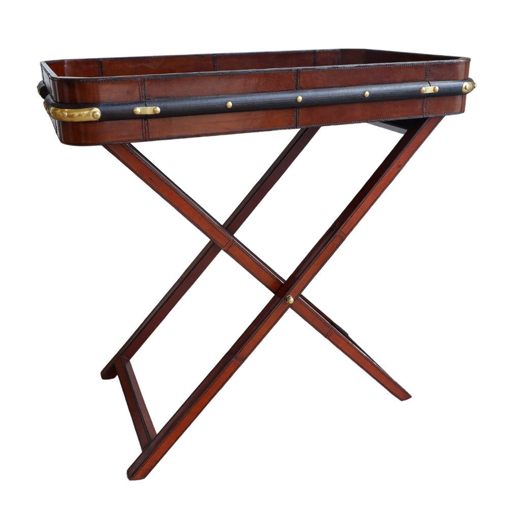 Leather Butlers Tray and Stand