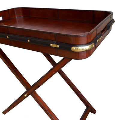 Leather Butlers Tray and Stand