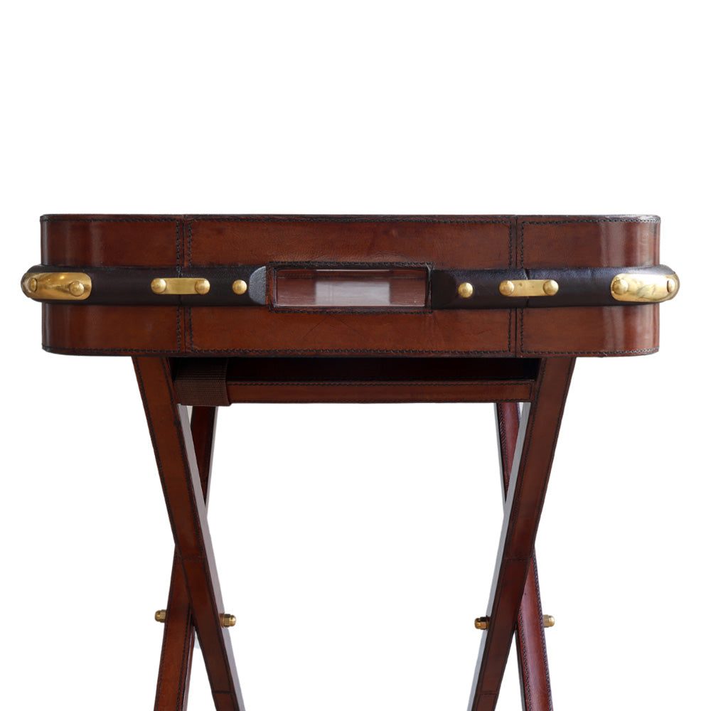 Leather Butlers Tray and Stand