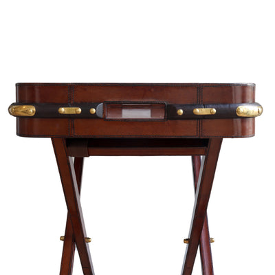 Leather Butlers Tray and Stand