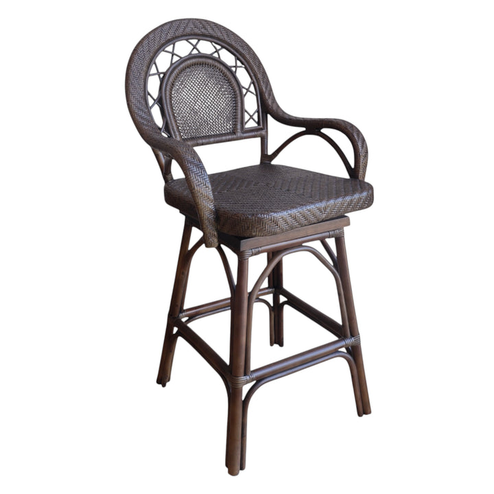 Lola Dark Rattan Swivel Bar Stool