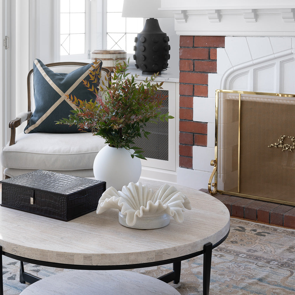 Marble Ruffled Edge Fluted Bowl