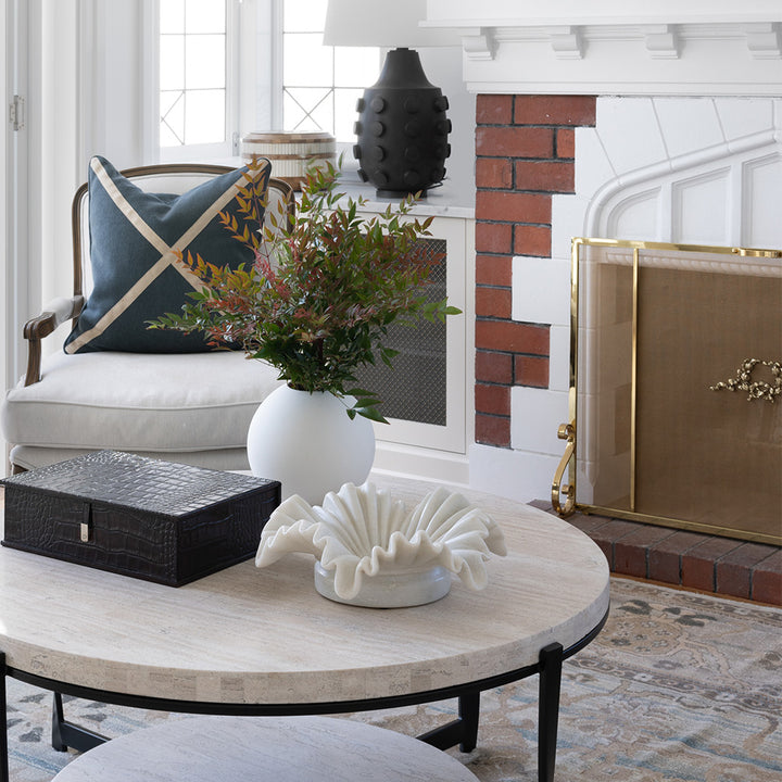 Marble Ruffled Edge Fluted Bowl