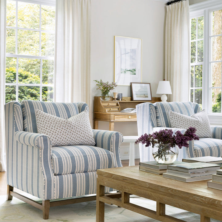 Marcus Chair in Wide Sky Blue Stripe