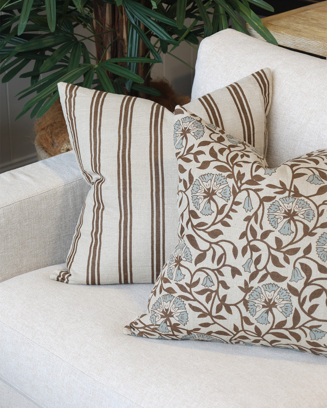 Maria Choc Striped Cushion