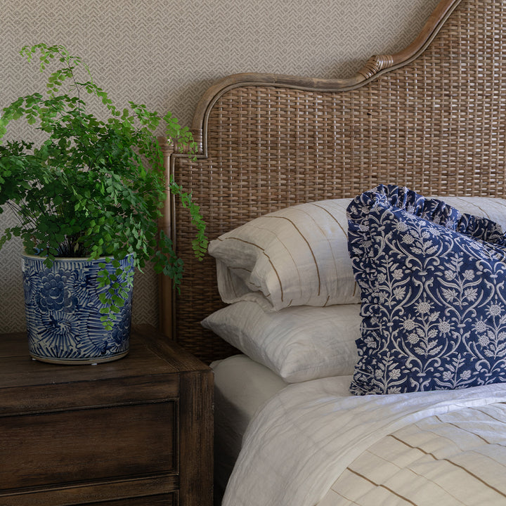 Midnight Navy Floral Ruffle Cushion