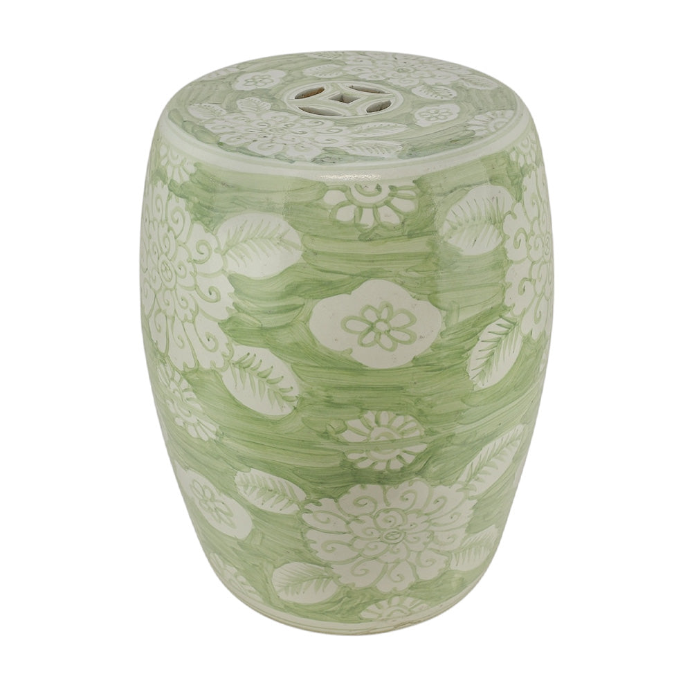 Green Twist Floral Garden Stool