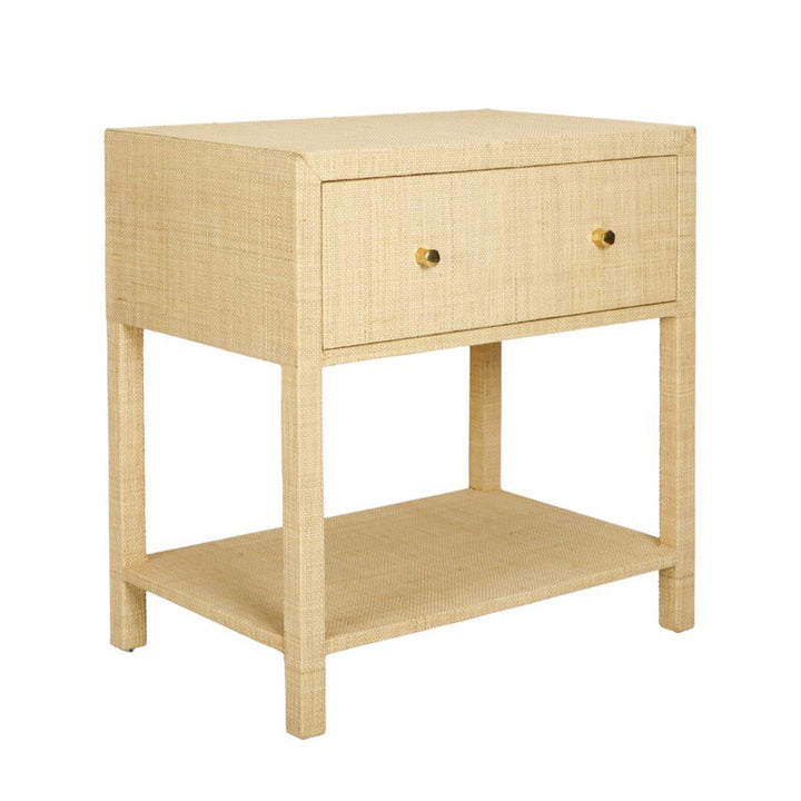 Natural Raffia Large Bedside Table