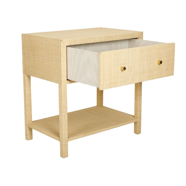 Natural Raffia Large Bedside Table