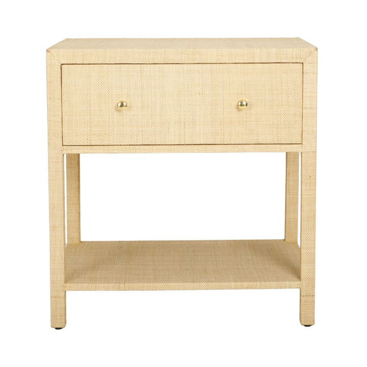 Natural Raffia Large Bedside Table
