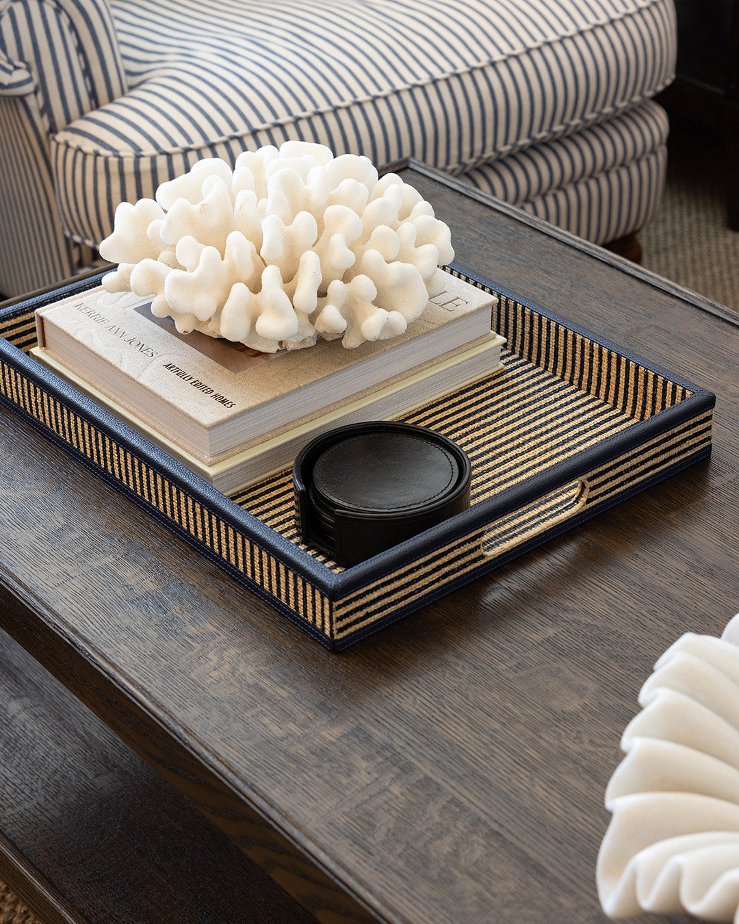 Navy Leather Coasters