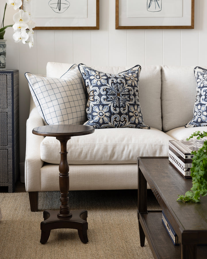Navy Hand  Embroidered Cushion