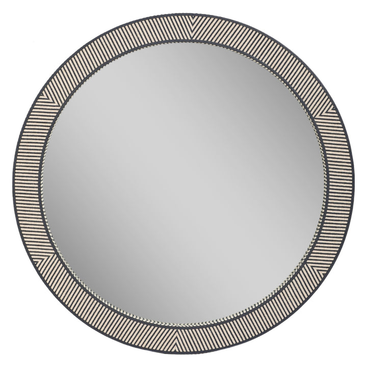 Navy Striped Jute Mirror