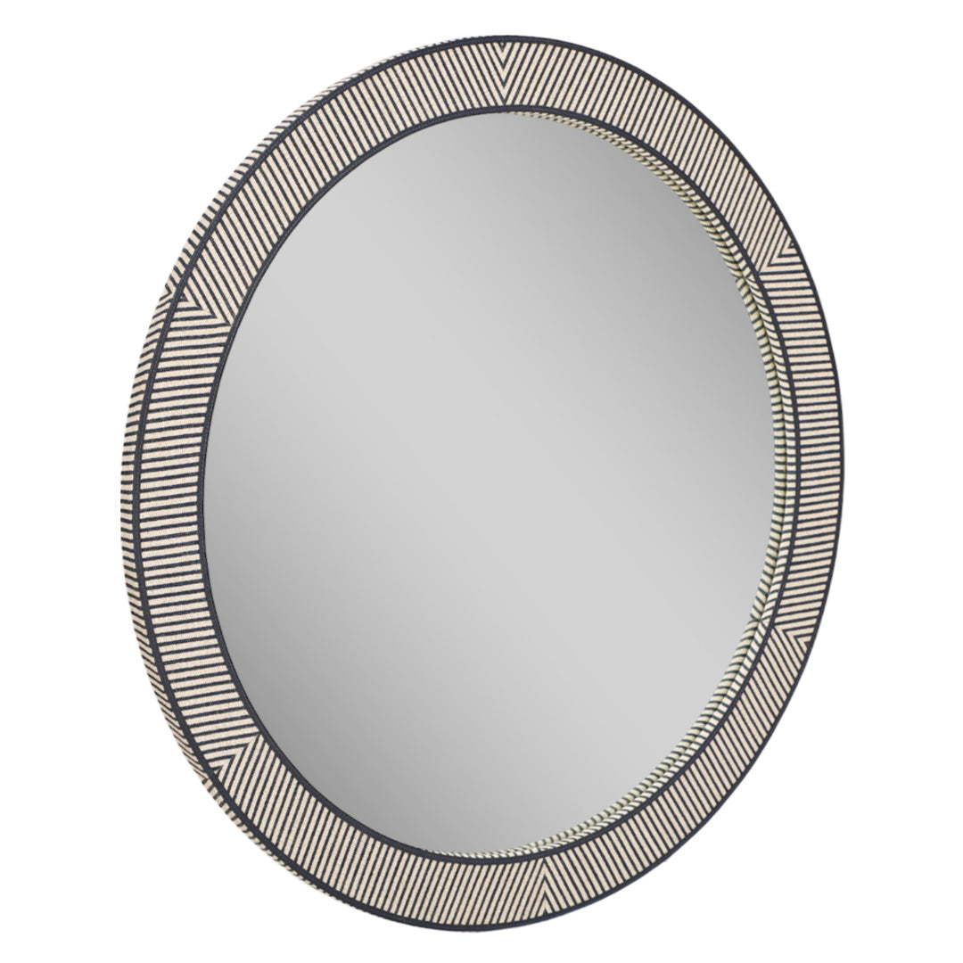 Navy Striped Jute Mirror