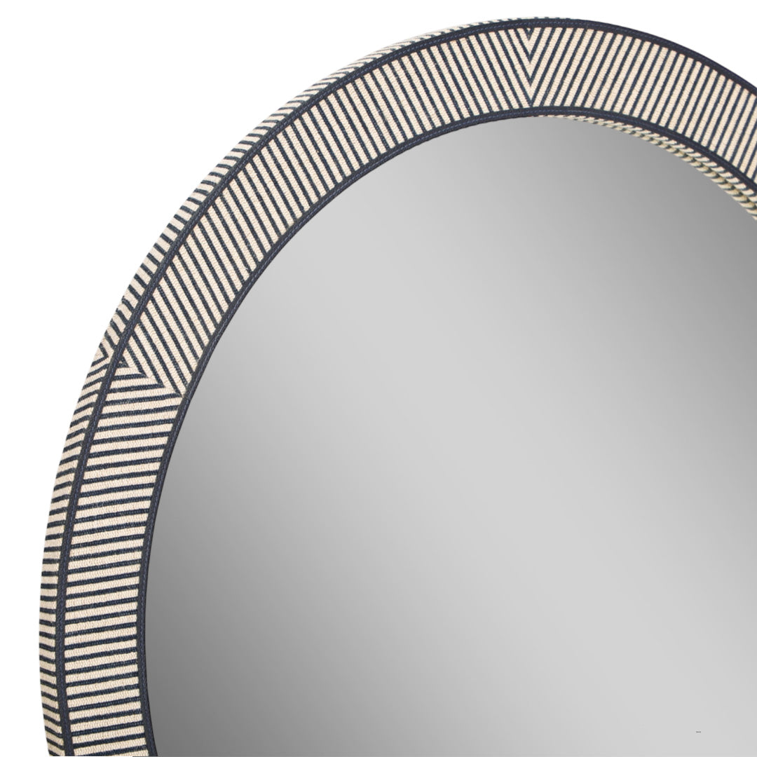 Navy Striped Jute Mirror