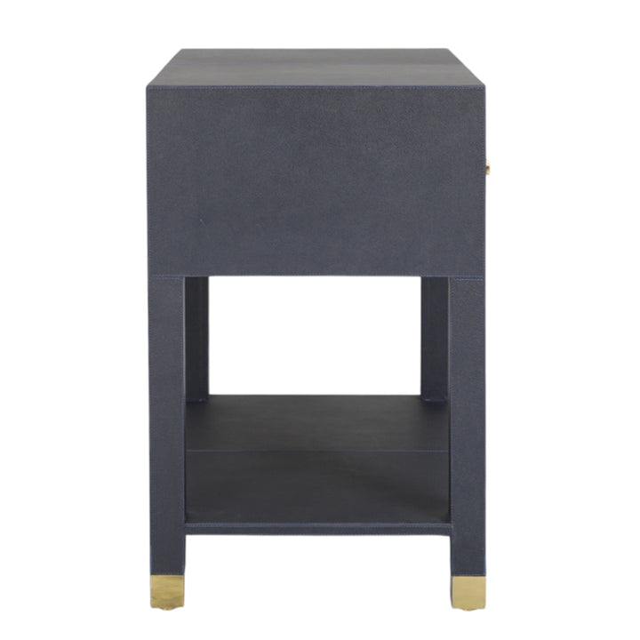 Navy Leather Bedside Table