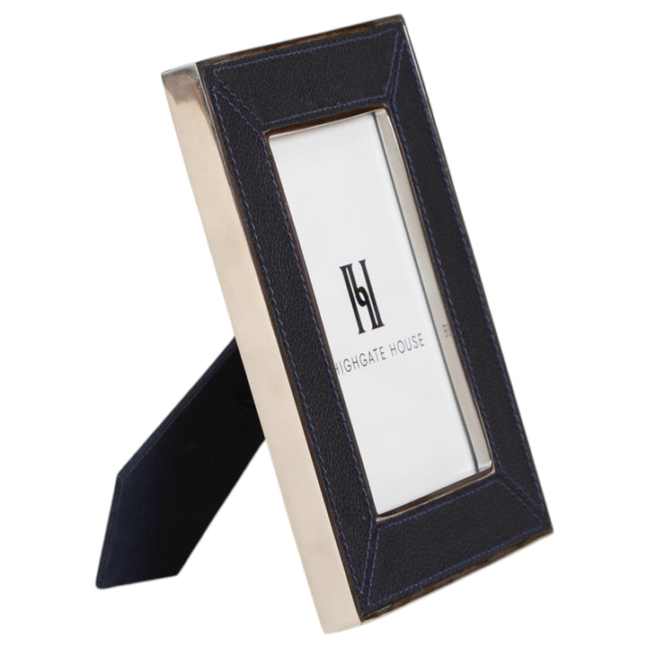 Navy & Leather Chrome Frame