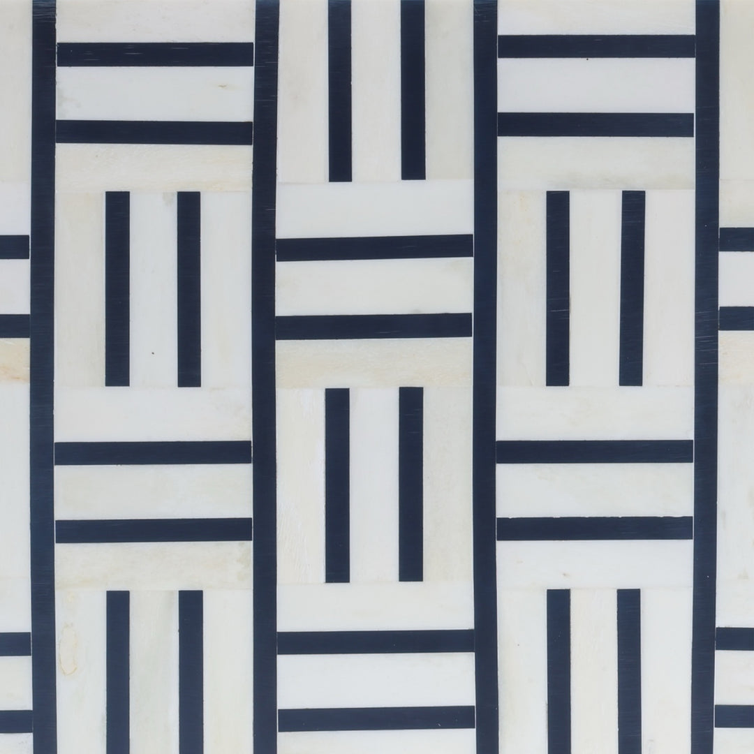 Navy & White Line Pattern Bone Box