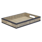 Navy Striped Raffia Tray