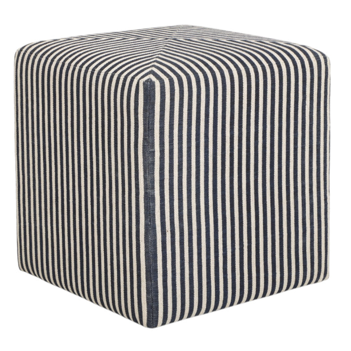 Navy Striped Jute Ottoman