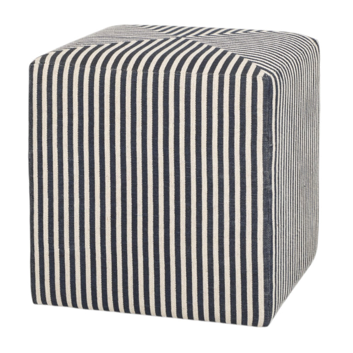 Navy Striped Jute Ottoman