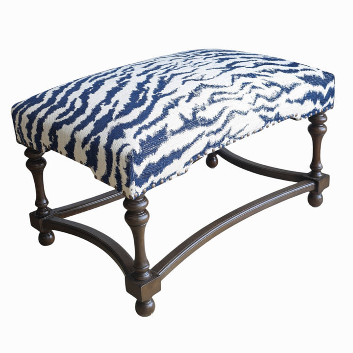 Navy Zebra Winston Ottoman