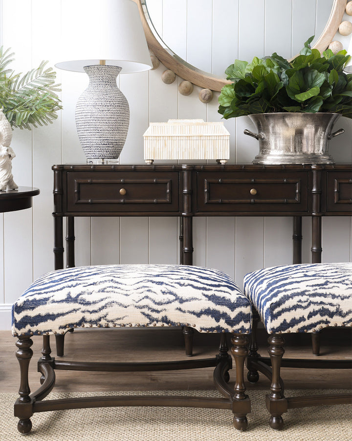 Navy Zebra Winston Ottoman