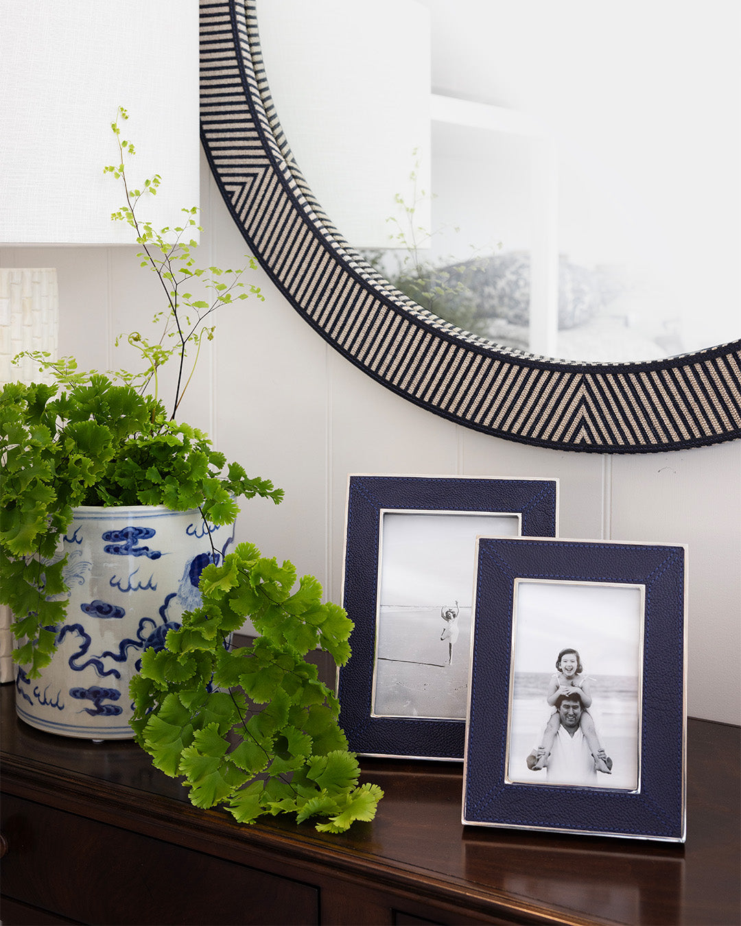 Navy & Leather Chrome Frame