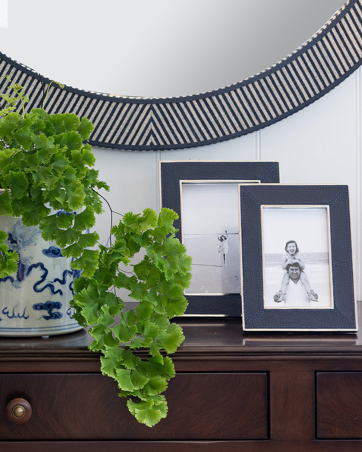 Navy & Leather Chrome Frame