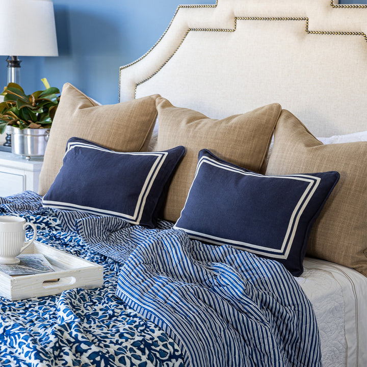 Navy Rect Cushion Stripe Border