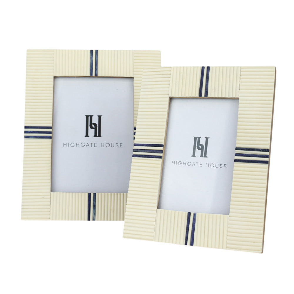 Bone Photo Frame 5x7 with Navy Stripes