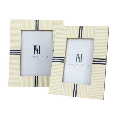 Bone Photo Frame 5x7 with Navy Stripes
