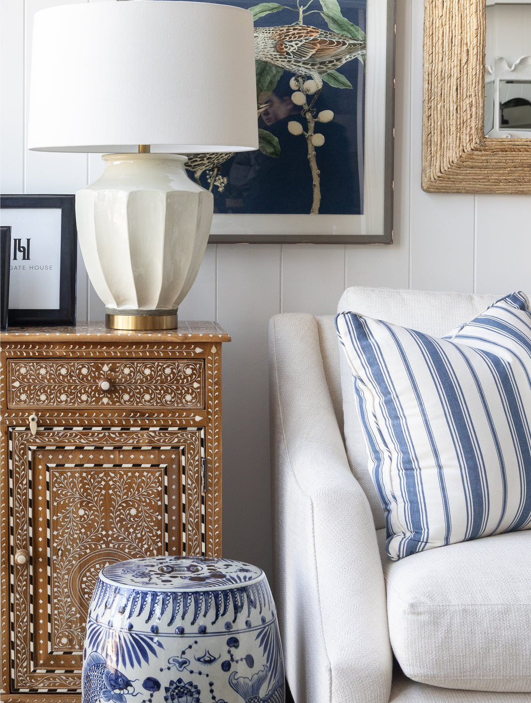 Navy Classic Stripe Cushion