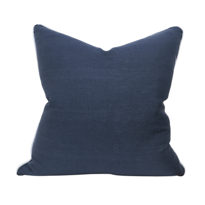 Navy Linen Ivory Border Cushion