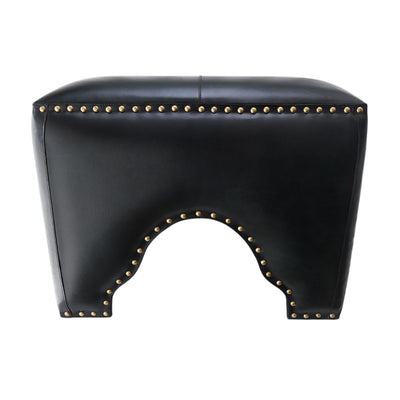 Navy Leather Ottoman