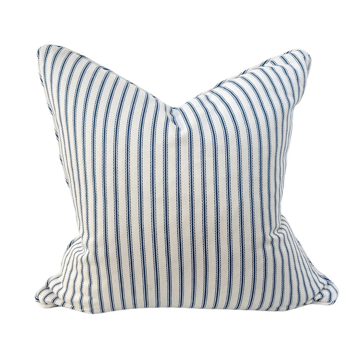 Navy Stripe on White Cushion