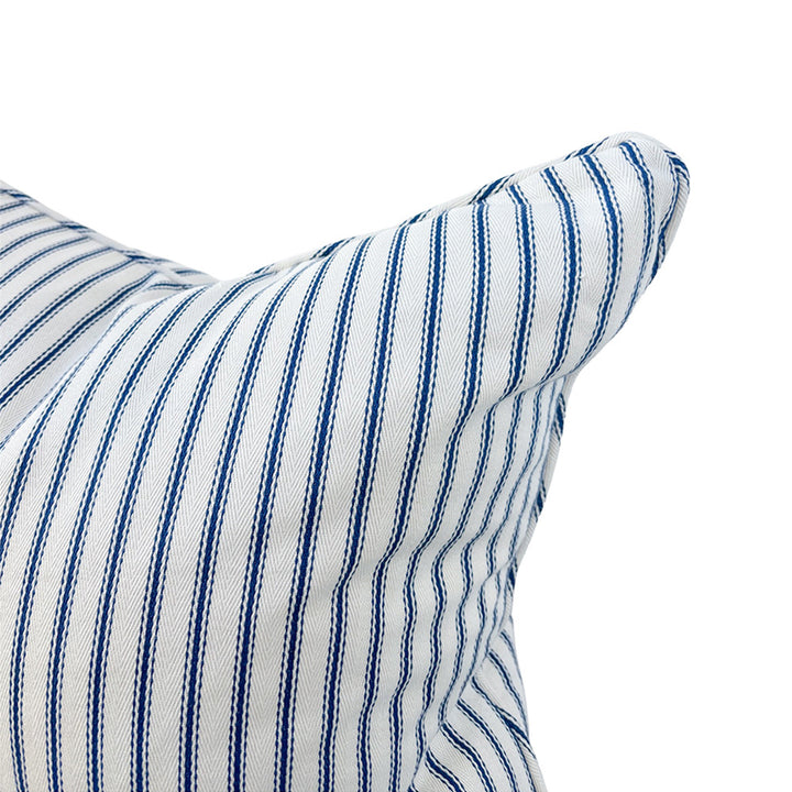 Navy Stripe on White Cushion