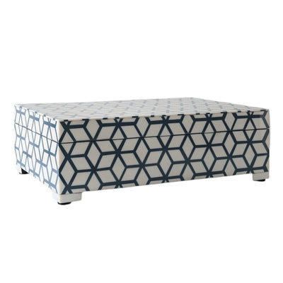 Navy and White Cube Pattern Box