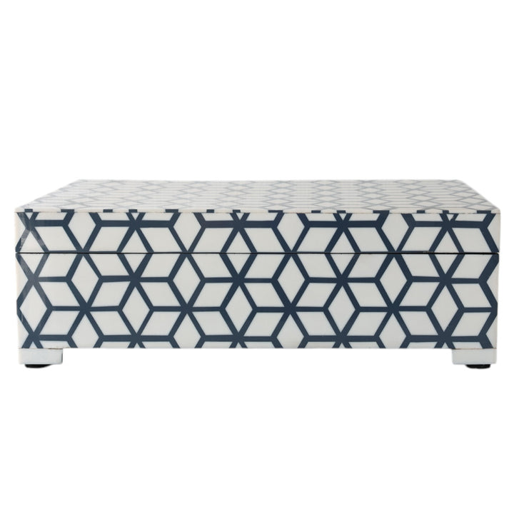 Navy and White Cube Pattern Box