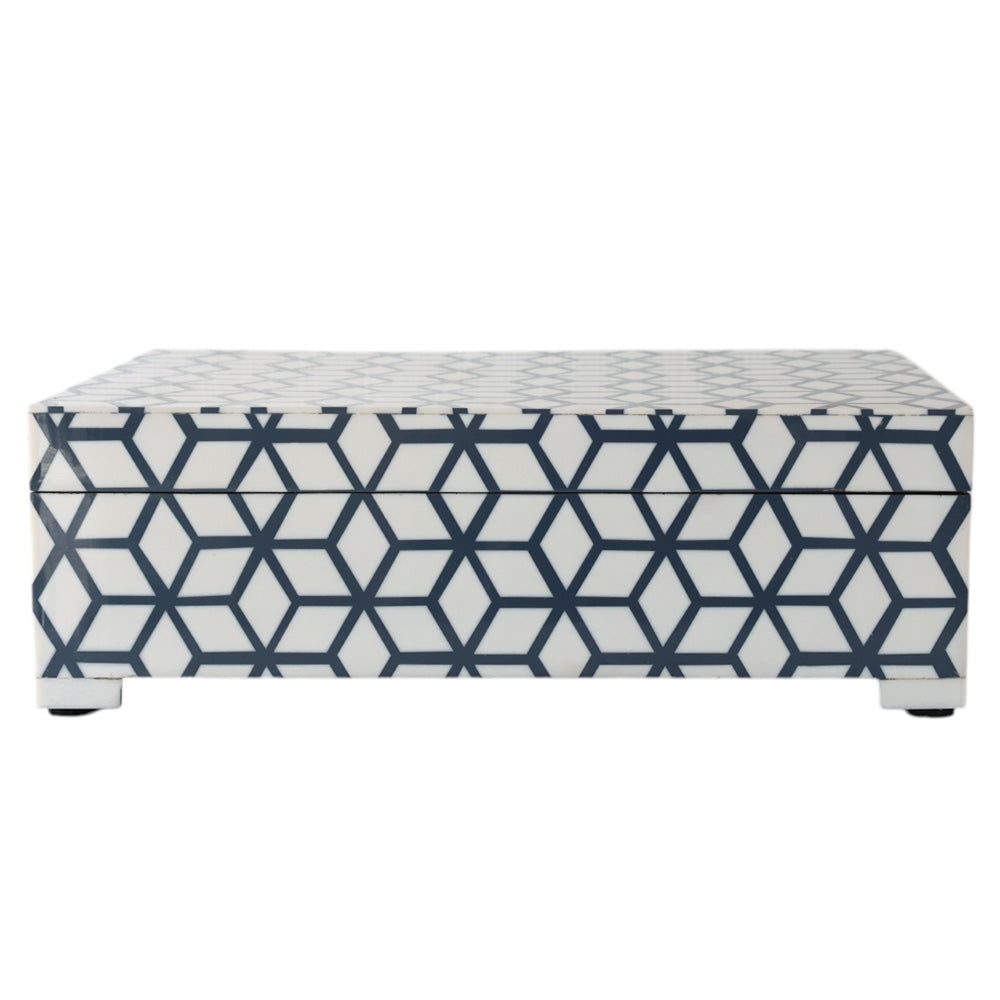 Navy and White Cube Pattern Box