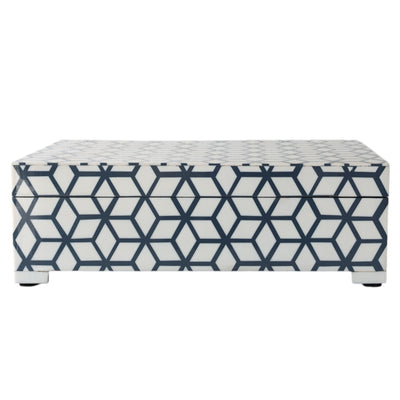 Navy and White Cube Pattern Box
