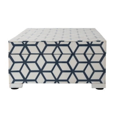 Navy and White Cube Pattern Box