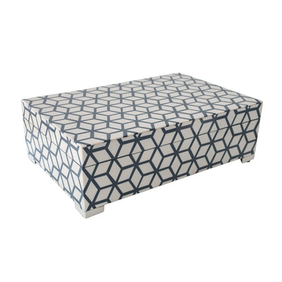 Navy and White Cube Pattern Box
