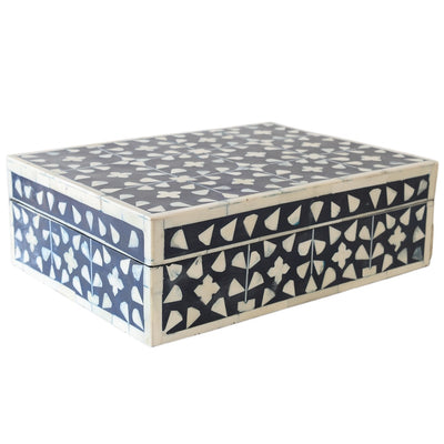 Navy & Bone Pattern Box LGE