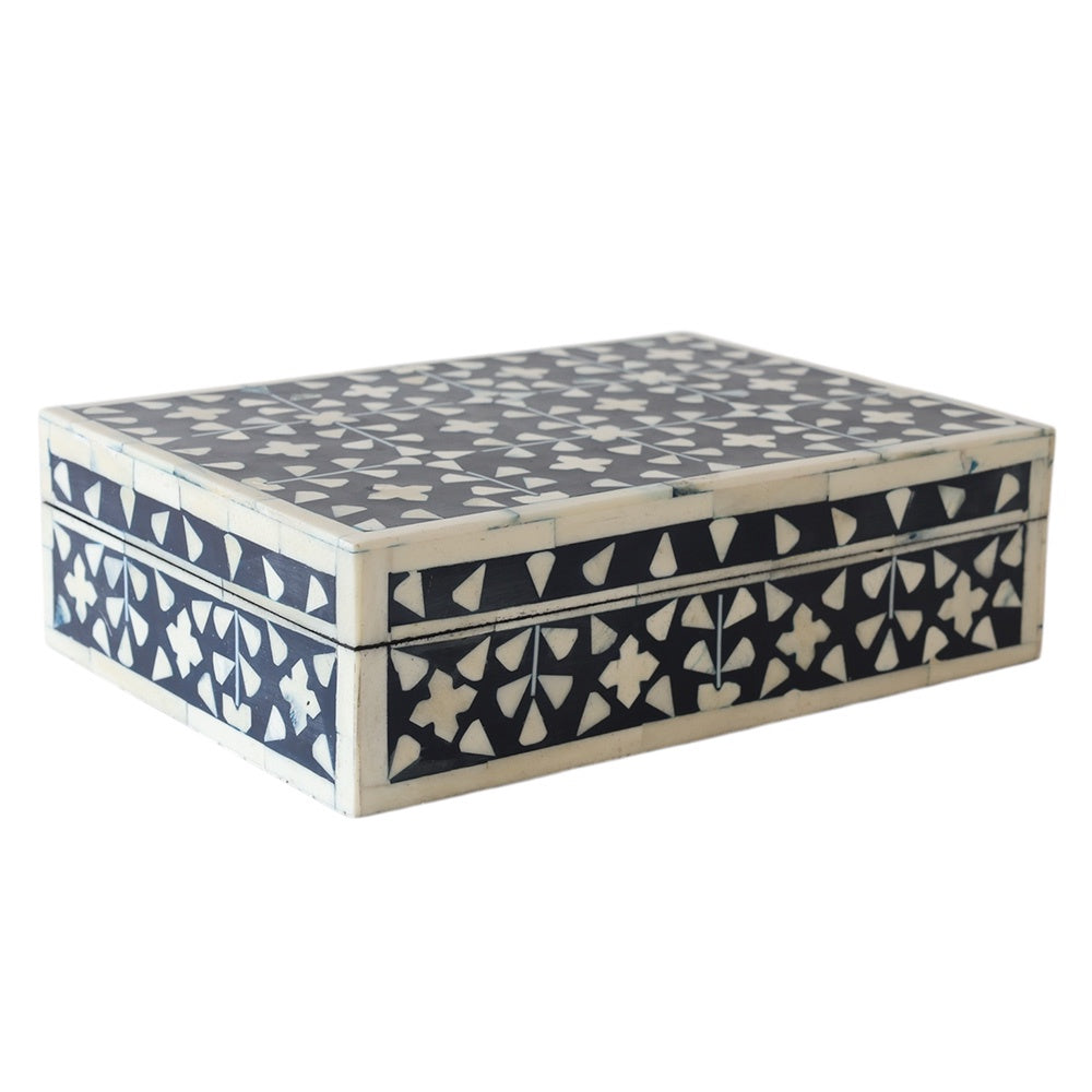 Navy & Bone Pattern Box SML