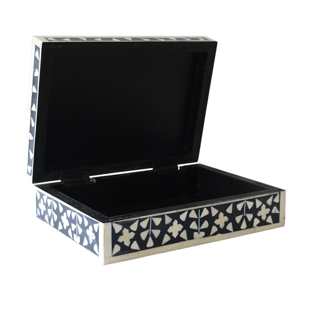 Navy & Bone Pattern Box SML