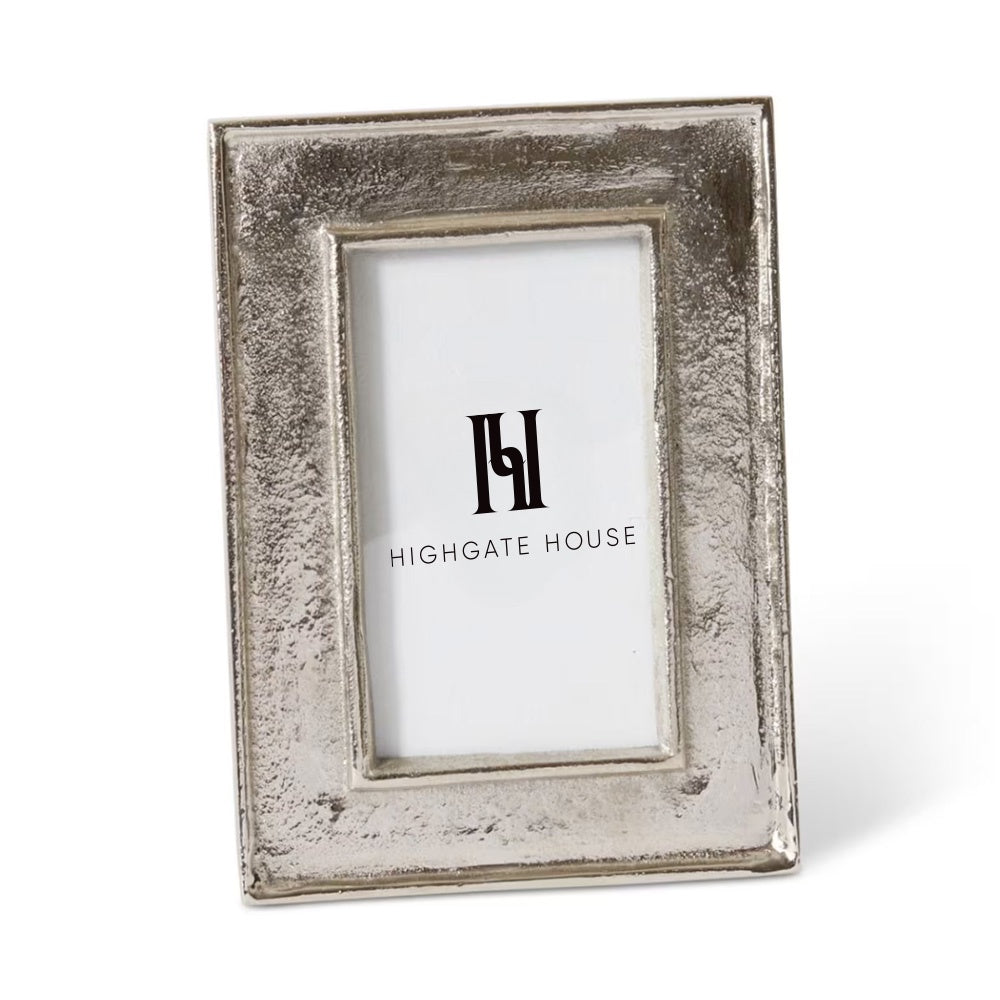 Silver photo frame with Highgate House logo on a white background
