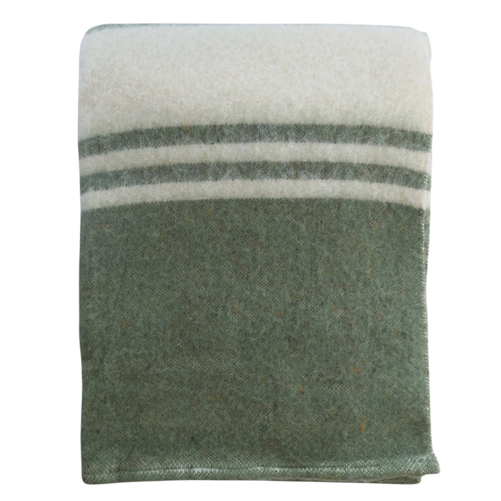 Wool Stripe Throw Green